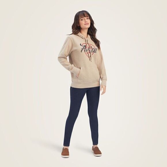 Ariat Real Shield Womens Hoodie Sz 2XL Oatmeal Heather Logo - Picture 13 of 14